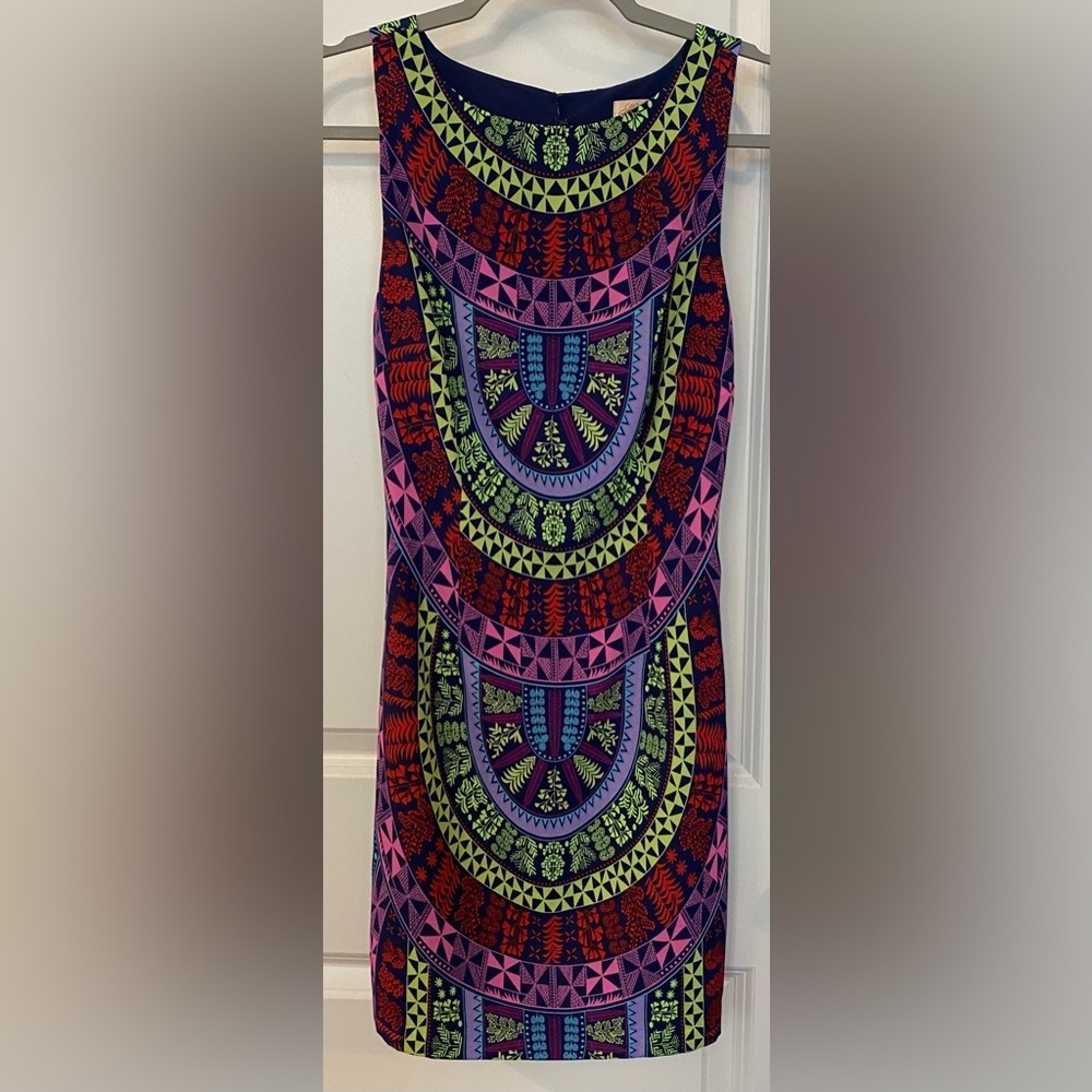 Mara Hoffman Sheath Mini Dress Sz 0 Multicolored Geometric Tribal Pattern Lined